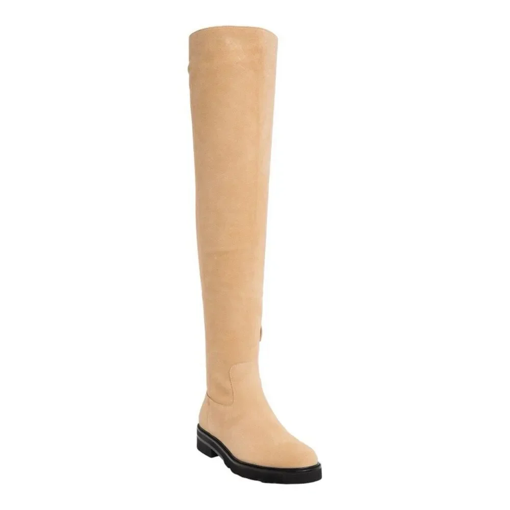 Stuart Weitzman Women's in sand Chicago Lug Suede Over-the-knee Boot size 8 NWB